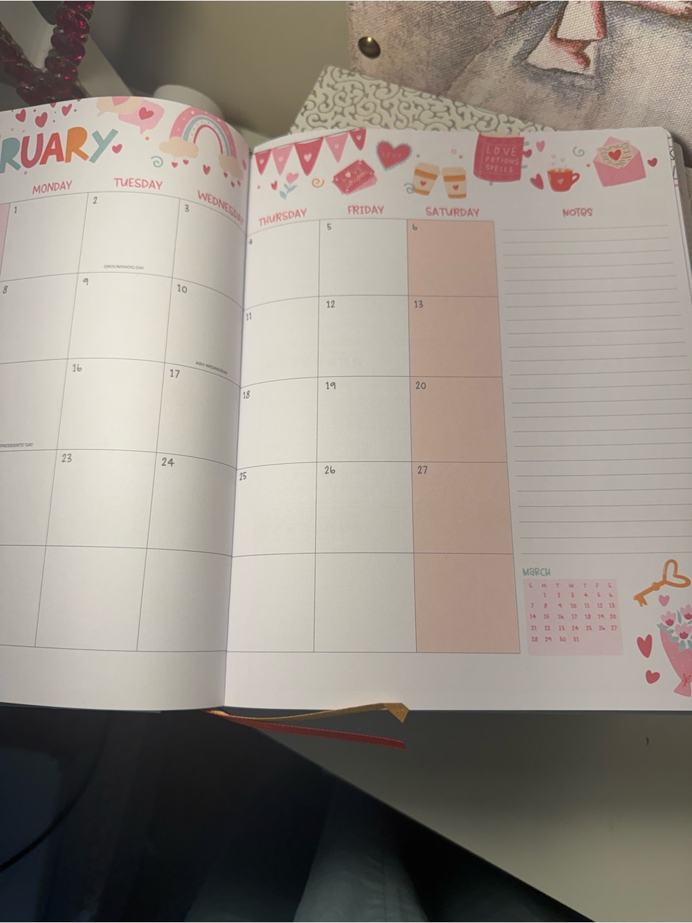 17-Month Round Planner — Baby Bloom Floral Cover in Blue & Peach - Picture 3 of 5